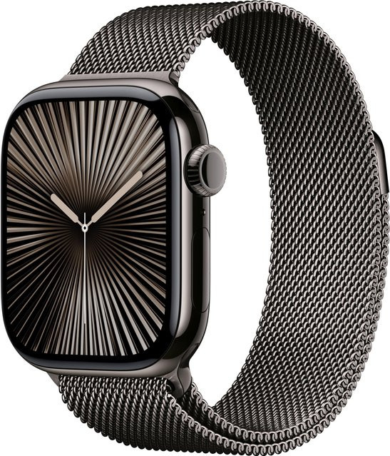 Apple Watch Series 10 GPS + Cellular mit 46 mm Titangehäuse in Schiefer und Milanese Armband in Schiefer, Größe M/L - Bild 1