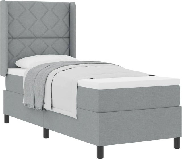 vidaXL Boxspringbett mit Matratze in Hellgrau, B/T/H: 80 x 200 x 118 cm - Bild 1
