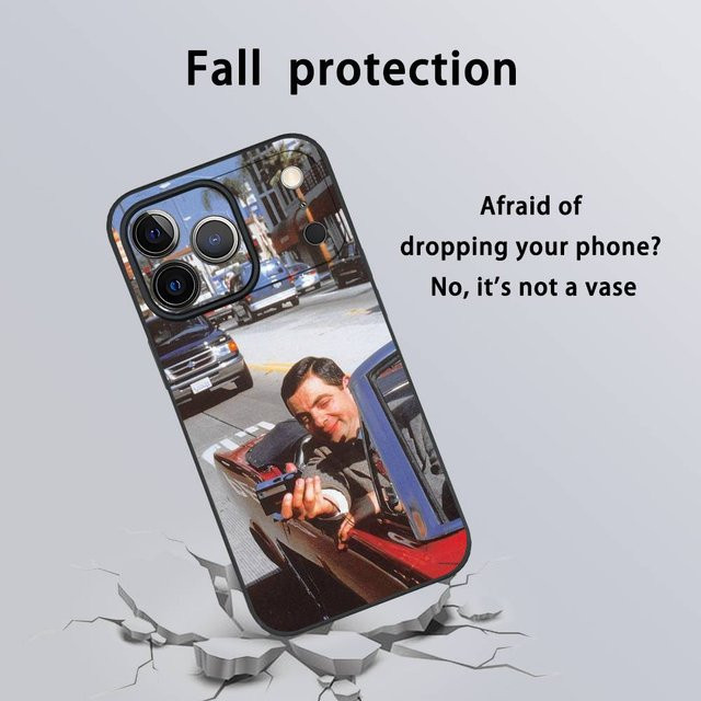 Mr B-Bean Cartoon Handyhülle für iPhone in Schwarz mit Frosted Soft Shell Design - Bild 1