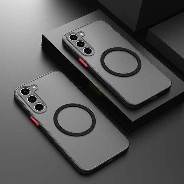 Stoßfeste MagSafe Wireless-Ladehülle für Samsung Galaxy S26 S25 S24 S23 S22 S21 FE Plus Ultra in Transparent und Schwarz - Bild 1