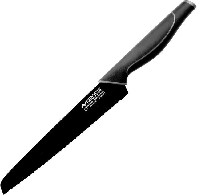 Nirosta Brotmesser Wave aus Edelstahl in Schwarz-Grau mit 20 cm Klinge - Bild 1