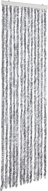 vidaXL Insektenschutz-Vorhang aus Chenille in Weiß und Grau, thermoisolierend, Breite: 56 cm, Höhe: 185 cm - Bild 1