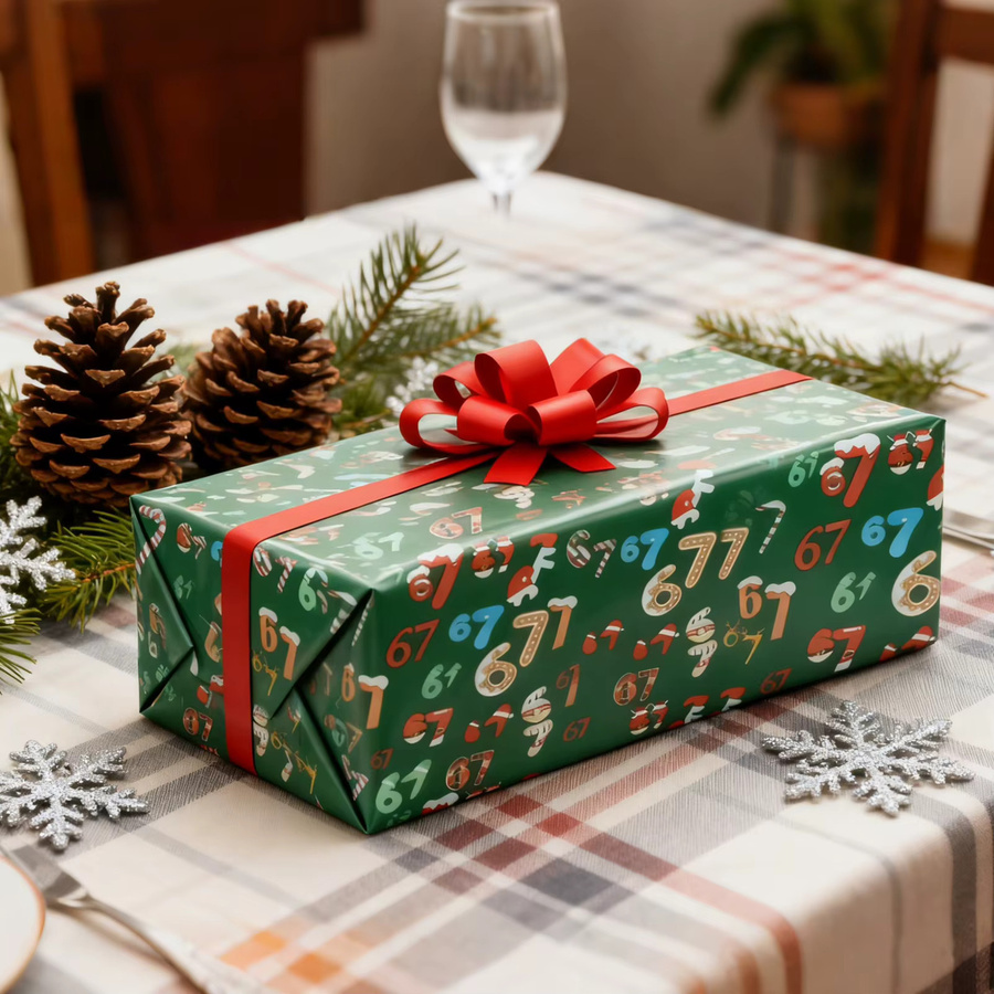Grüne Weihnachts-Geschenkpapierrolle mit 67 Mustern für festliche Anlässe wie Weihnachten, Geburtstage oder Hochzeiten - Bild 3