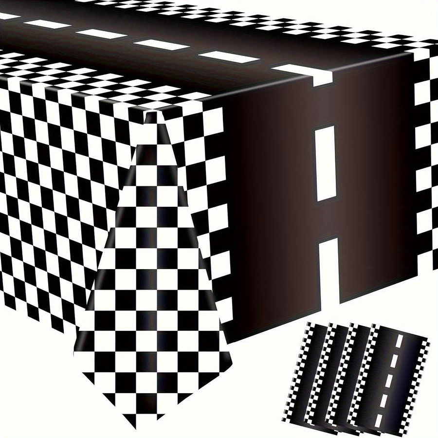 SZwatch Einweg-Tischdecke im Rennstrecken-Design, schwarz-weiß kariert, rechteckig - Bild 2