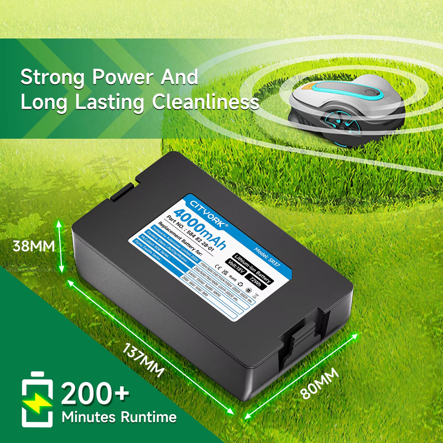 Ersatz Li-Ionen-Akku 18V 4000mAh für Husqvarna Automower (2020-2022) und Gardena Sileno City (2019-2023), Farbe: Schwarz - Bild 5