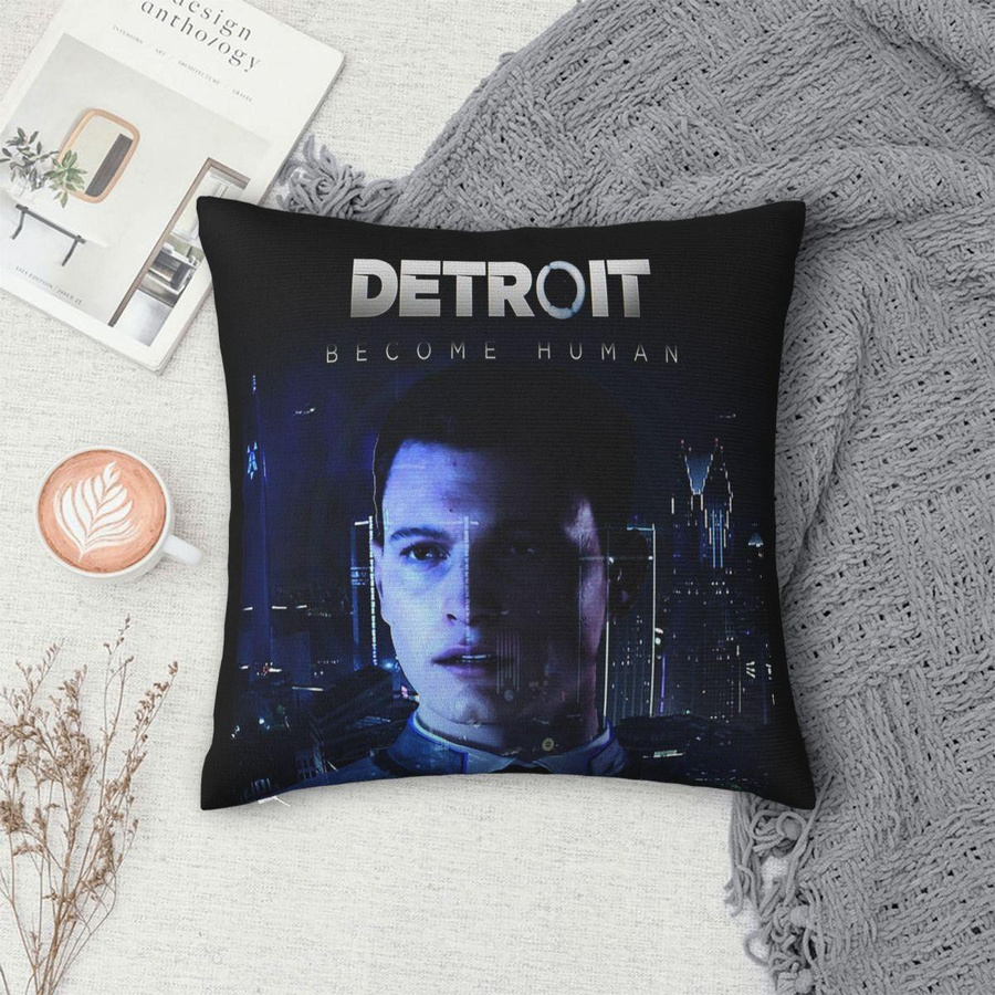 Detroit Become Human Connor Quadratischer Kissenbezug aus Polyester und Leinen mit Samt-Finish, Mehrfarbig, B/B: 18 x 18 cm - Bild 5