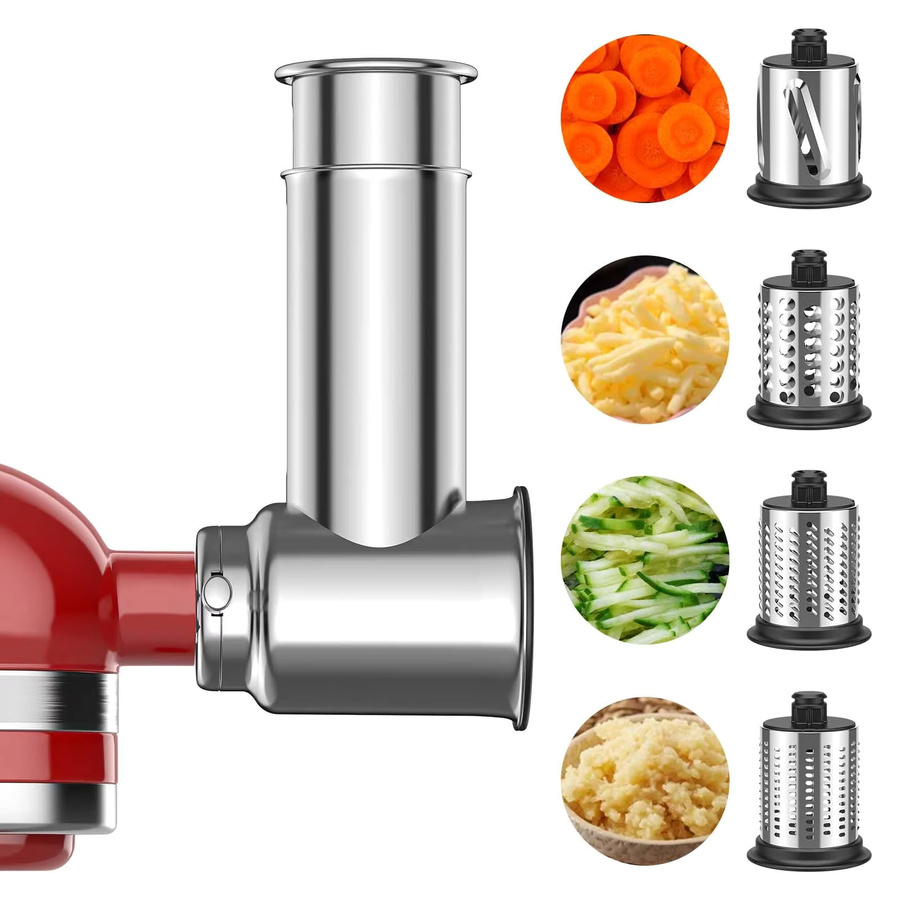 GVODE Edelstahl-Schneidemaschine in Weiß als Schredder-Aufsatz für KitchenAid Standmixer mit 4 Klingen - Bild 3