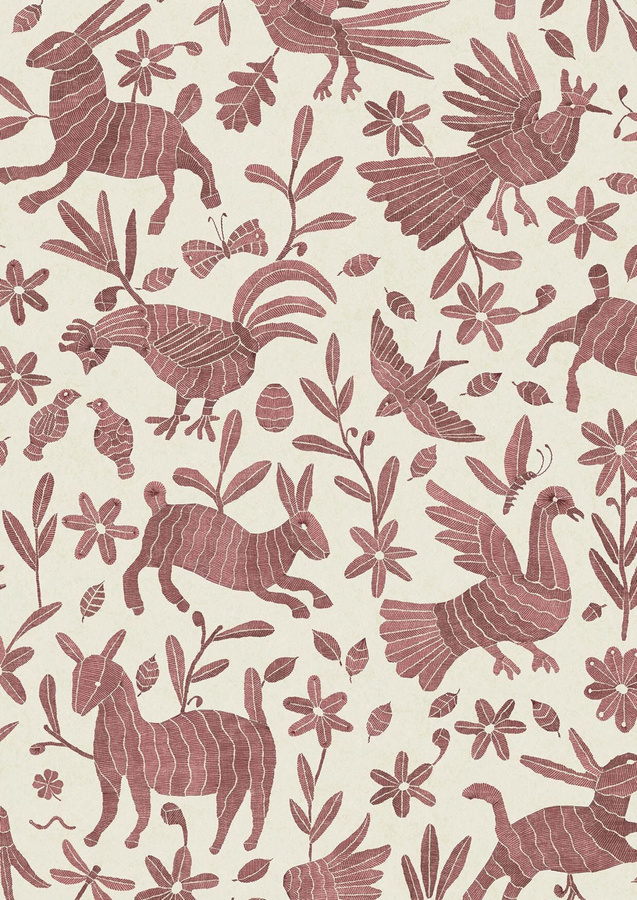 Lewis & Wood Tapete Otomi in Pink mit floralem und ethnischem Muster - Bild 1