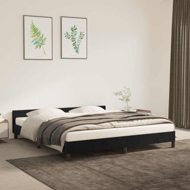 Vidaxl Polsterbett aus Samt und Holzwerkstoff in Schwarz, B/T/H: 180 x 200 cm - Bild 1