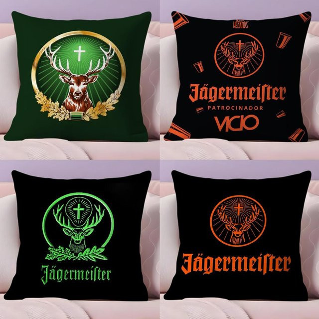 J-Jager-M-meisters S Kissenbezug aus Plüsch in Schwarz mit doppelseitigem Grafikdruck, quadratisch, 30 x 30 cm - Bild 1