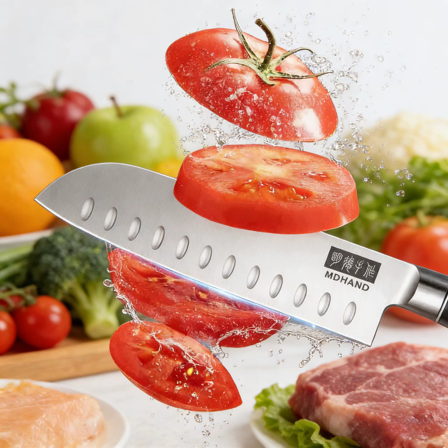 DFITO Küchenmesser-Set aus Edelstahl mit schwarzem Holzgriff in der Geschenkbox - Bild 3