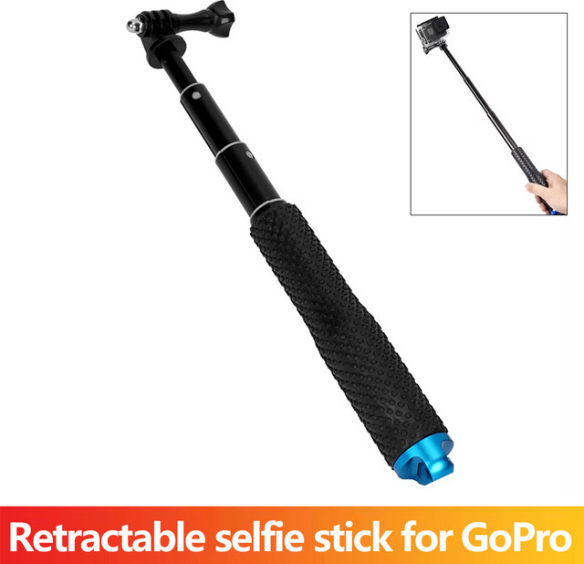 EXSKOF Selfie Stick aus Aluminiumlegierung in Schwarz, einstellbare Verlängerungsstange als Einbeinstativ für GoPro Hero, Insta360 X4 X3 und DJI Action 5 4 3 - Bild 1
