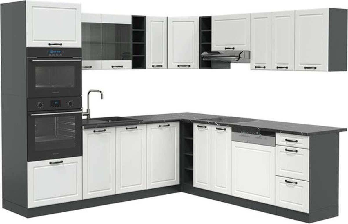 Vicco Eckküche R-Line Landhaus Stil in Weiß und Anthrazit - Bild 1
