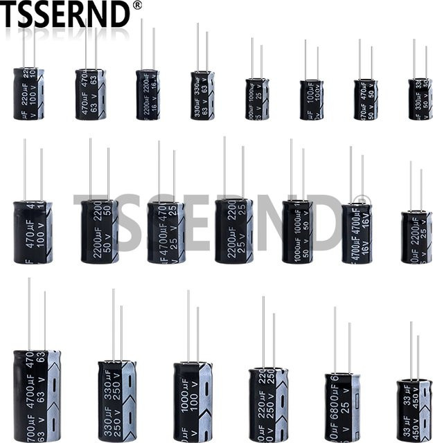 TSSERND Aluminium-Elektrolytkondensator in Schwarz mit verschiedenen Spannungen und Kapazitäten - Bild 1
