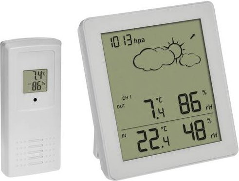 TFA Dostmann CLEAR 35.1168.02 Funk-Wetterstation in Weiß mit 12 bis 24 Stunden Vorhersage und Unterstützung für bis zu 3 Sensoren - Bild 1