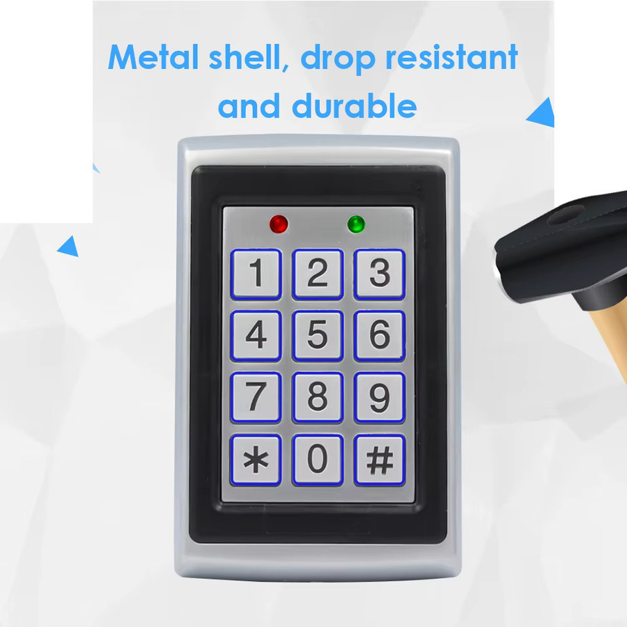Asia-Teco RFID Metall Zugangskontrolle mit Tastatur und EM Kartenleser, 125 KHz, 2000 Benutzer, Farbe: Silber/Weiß - Bild 3