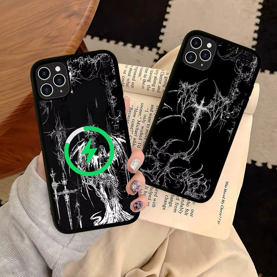 Magnetische Handyhülle Gotisches Cyber Sigil Kreuz für Apple iPhone 16 15 14 13 12 11 Pro Max Plus in Schwarz - Bild 2