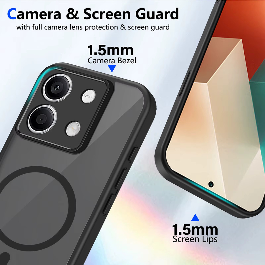 Stoßfeste Handyhülle für Xiaomi Redmi Note 13 Pro+ 5G in Schwarz mit mattem TPU-Rahmen und Unterstützung für kabelloses Laden - Bild 3