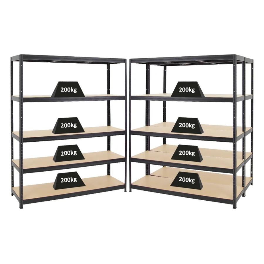 PROREGAL 3er Set Schwerlastregal Giant Elephant aus Metall und MDF, Schwarz, H x B x T: 180 x 150 x 45 cm - Bild 2