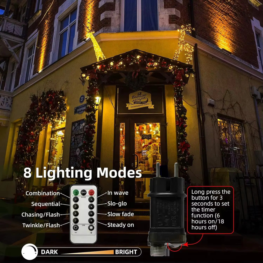 LINYILIGHT LED Weihnachts-Lichterkette für Außen mit Warmweißem Licht, Wasserdicht, 220V - Bild 1