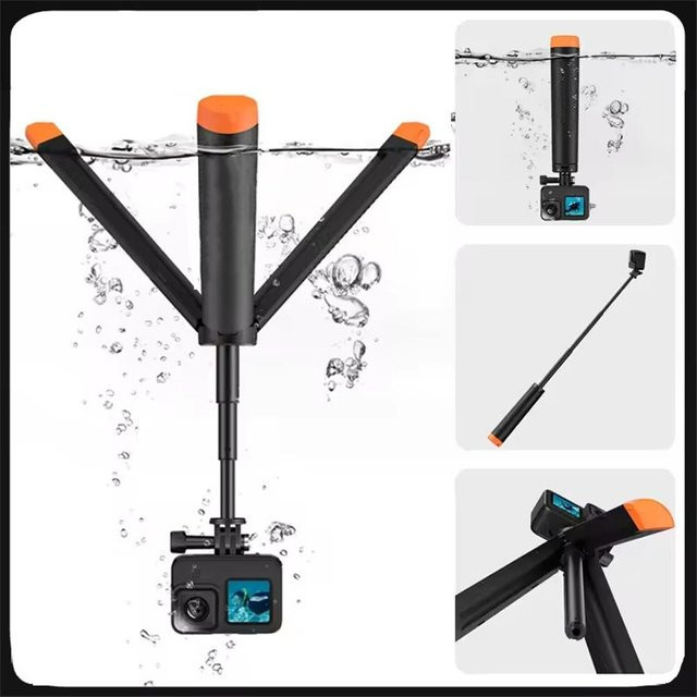 FANGTUOSI Ausziehbarer Stativ-Auftriebsstab in Schwarz für Unterwasser-Selfie-Sticks, kompatibel mit GoPro, Insta360 und DJI OSMO Sportkameras - Bild 1
