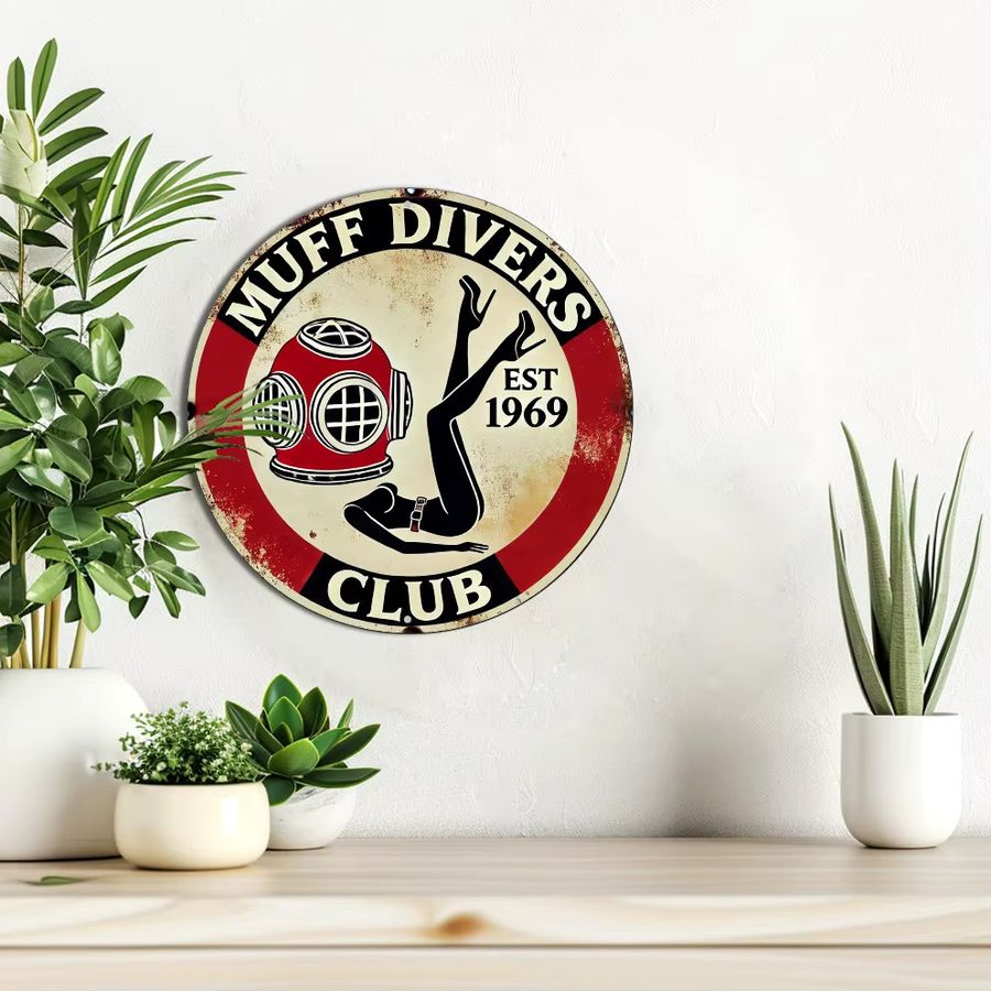 HELLOYOUNG Metallschild Vintage Muff Divers Club mit Taucherhelm in Multicolor, Wandkunst für Bar und Meeresräume, Höhe: 20 cm, Breite: 20 cm - Bild 2