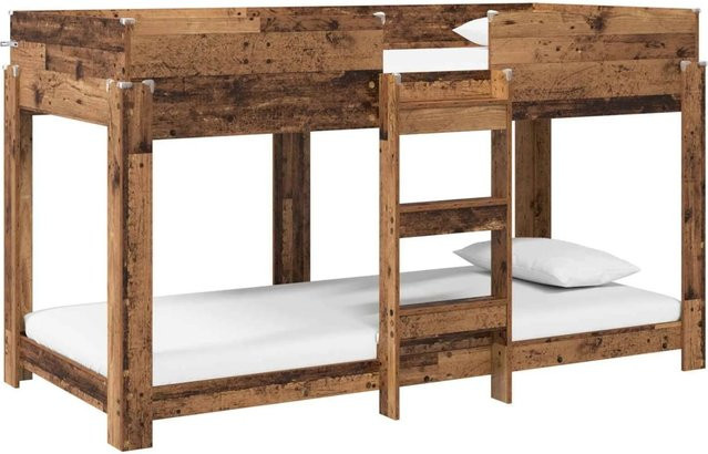 vidaXL Etagenbett für Kinder in Altholz-Optik, Farbe Braun, B/T/H: 100 x 200 cm - Bild 1