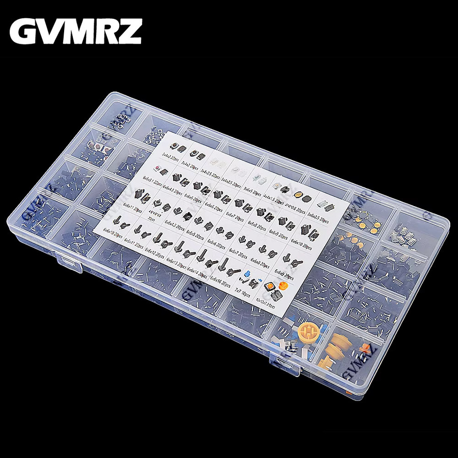 620 Stück SMD Micro Tact Switch Sortiment Kit mit 32 Werten in Multicolor für Auto-Fernbedienungen inklusive Aufbewahrungsbox - Bild 2