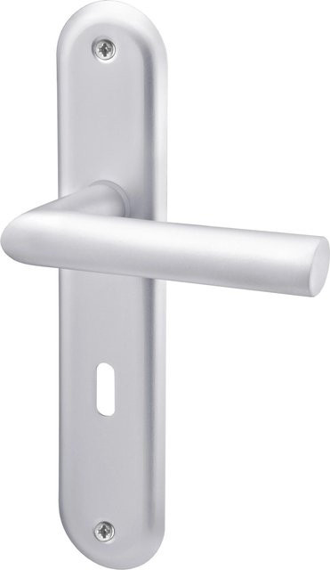 AnsaPro Zimmertür-Langschild-Garnitur Weser mit Ovalbart-Lochung in Silber Aluminium Matt - Bild 1