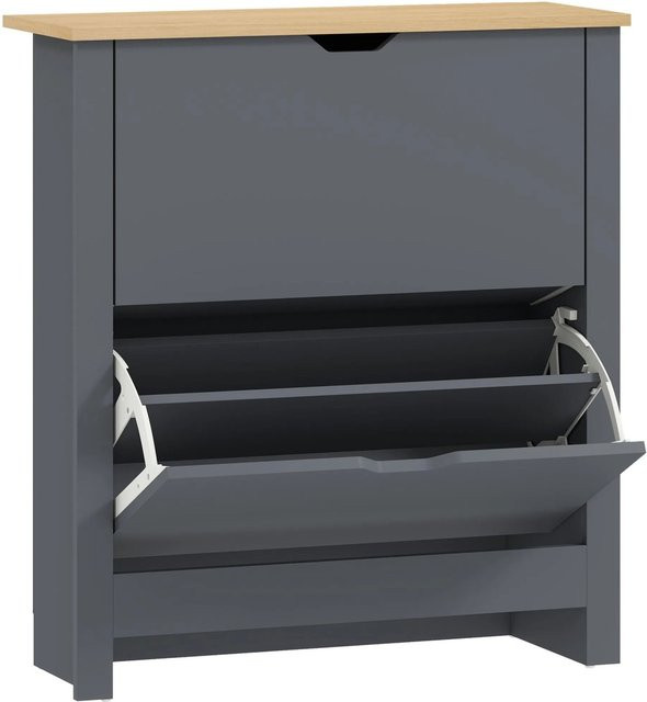 HOMCOM Schuhschrank mit Klappfächern aus Spanplatte in Grau, B: 72 cm, T: 26 cm, H: 80 cm - Bild 1