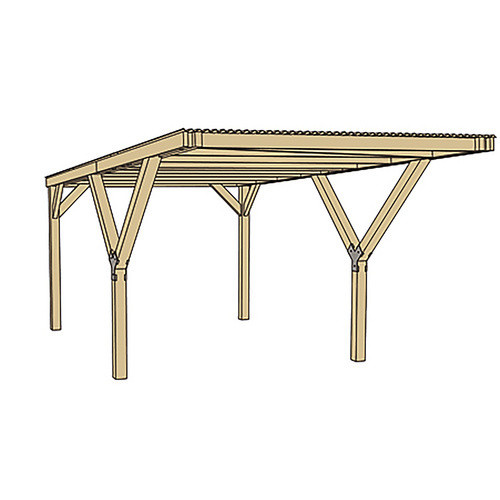 WEKA Y-Einzelcarport Mugello mit Stahl-Dacheindeckung aus Nadelholz, Farbe: grün-braun, B/T/H: 300 x 362 x 250 cm - Bild 4