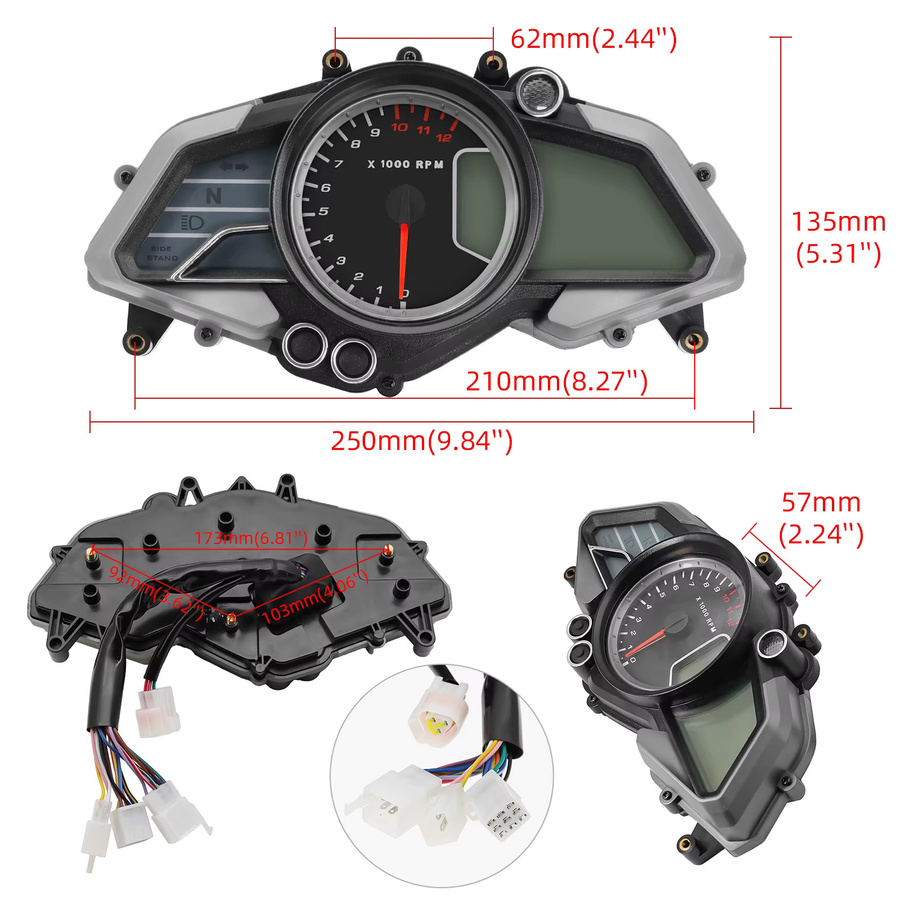 MAIMEIMI Digitaler Universal Motorrad Tachometer mit LED Drehzahlmesser in Schwarz für Bajaj 200ns 2006-2013 - Bild 3