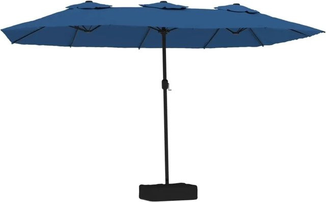 vidaXL Doppel-Sonnenschirm mit LED-Leuchten in Blau aus Polyester und Eisen, B/T/H: 449 x 265 x 245 cm - Bild 1