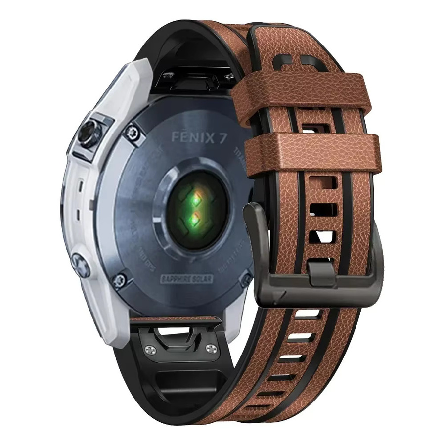 QCTOG Uhrenarmband Silikon-Leder, Schwarz, 22mm, 26mm - Bild 3