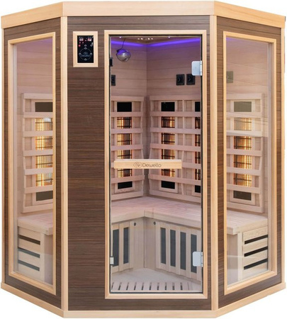 Dewello Infrarotkabine Infrarotsauna MONTREAL mit 6 Vollspektrumstrahlern, 3 Karbonstrahlern und Farblicht, B/T: 140 x 140 cm