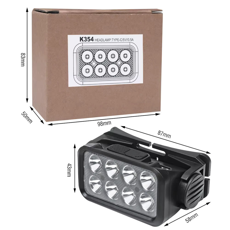 BORUiT K354 LED-Stirnlampe mit Bewegungsmelder, wiederaufladbar via Typ C, wasserdicht, Schwarz - Bild 4