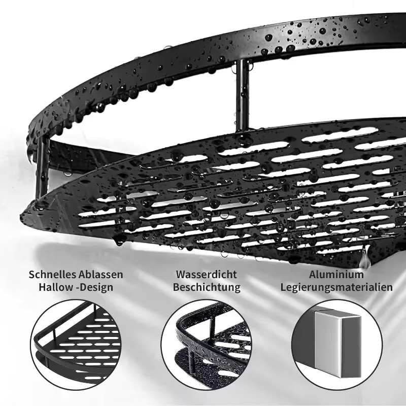 Trebalena Wandregal aus Aluminium für das Badezimmer, modern und matt, in Silber oder Schwarz - Bild 2
