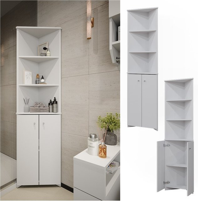 Vicco Badschrank Fynn Eckschrank in Weiß mit 2 Türen, B: 36 cm, H: 175 cm - Bild 1