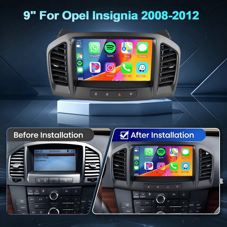 ESSGOO Android 15 Autoradio mit 9 Zoll Display für Opel Insignia 2008-2012 und Buick Regal 2009-2013, kabelloses Carplay, Android Auto, GPS, Bluetooth, Wifi, Schwarz - Bild 3