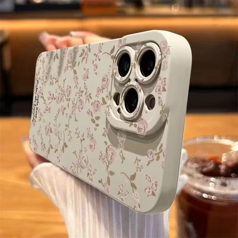 Stoßfeste Silikonhülle mit Vintage Rose Floral Flowers Design für iPhone 16 15 14 13 12 11 Pro Max Plus SE in Pink und Multicolour - Bild 2
