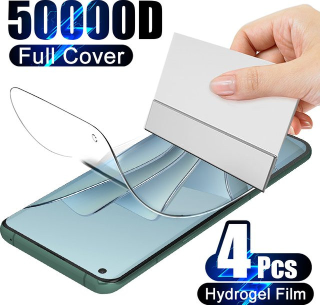 4er-Pack Gebogene Hydrogel Displayschutzfolien für OnePlus 13, 12, 13R, 11, 10, 9, 8T, 7T Pro, Nord 4, ACE 5, Transparent - Bild 1