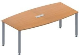Schäfer Shop Genius Konferenztisch MODENA FLEX in Boot-Form mit 3-fach Tischanschlussfeld, Buche und Weißaluminium, B: 200 cm, H: 72-84 cm - Bild 1