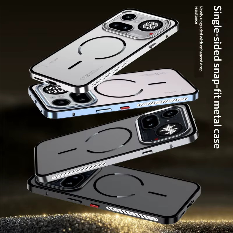 Snap Lock Magnetische Schutzhülle aus Aluminiumlegierung für Nothing Phone 4a Pro in Transparent/Silber mit stoßfester Abdeckung und Metallstoßfänger - Bild 4