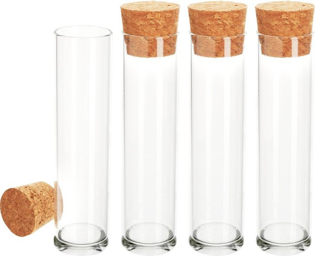 VBS Reagenzgläser aus Glas mit Korken, 4 Stück, transparent, Höhe: 10 cm - Bild 1