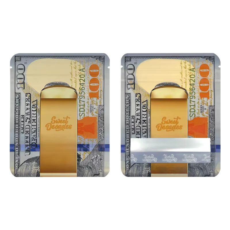Geruchsdichte Mylar Stand-up-Verpackungsbeutel im US-Dollar-Design mit Reißverschluss, Mehrfarbig - Bild 3