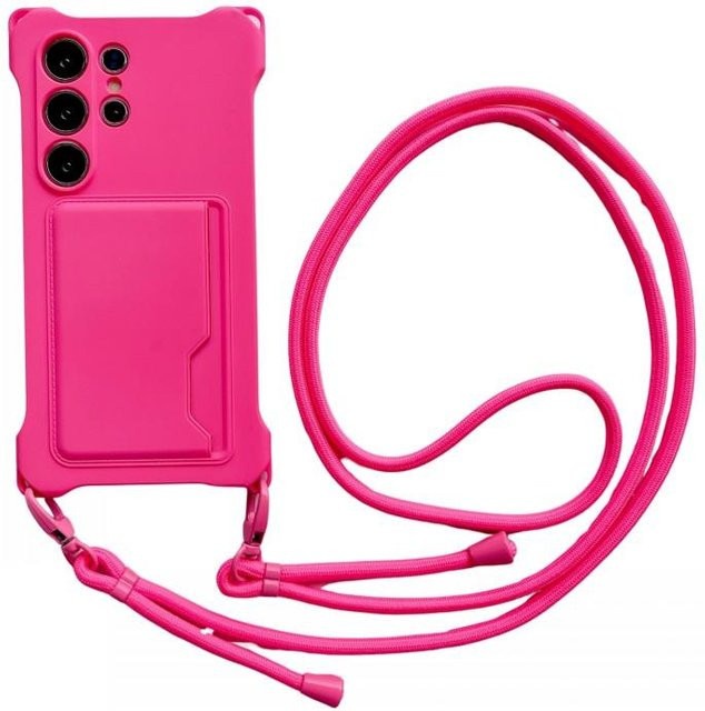 Samsung Galaxy Armor Handyhülle mit Lanyard und Kartensteckplatz als Crossbody-Tasche in Transparent oder Pink für Galaxy S24 Ultra, A55, A35, A15, A54, A16, A14 - Bild 1