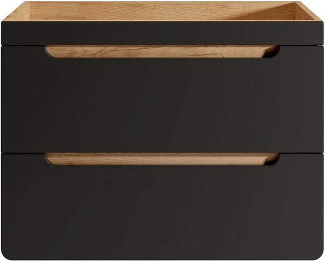 Waschbeckenunterschrank Aruba von Vente-unique in Anthrazitgrau und Naturfarben, Breite: 80 cm - Bild 1