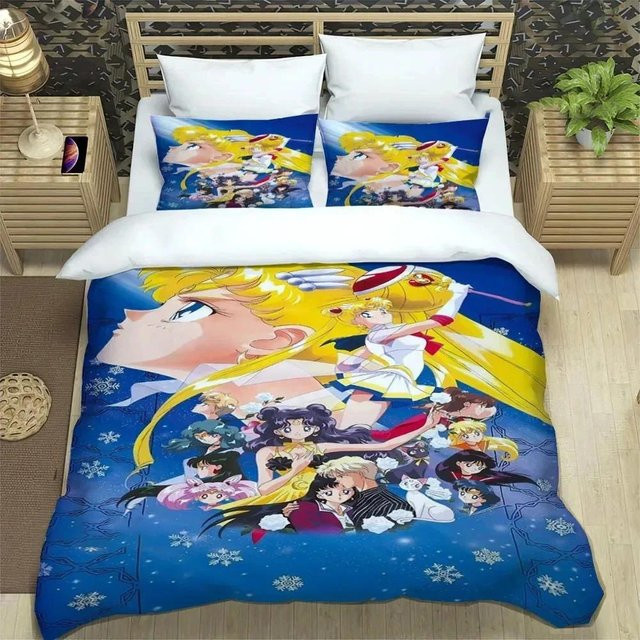 Anime Sailor Moon Bettwäsche-Set aus Mikrofaser mit Bettbezug und Kissenbezügen für Erwachsene, Breite: 70 cm, Länge: 133 cm - Bild 1