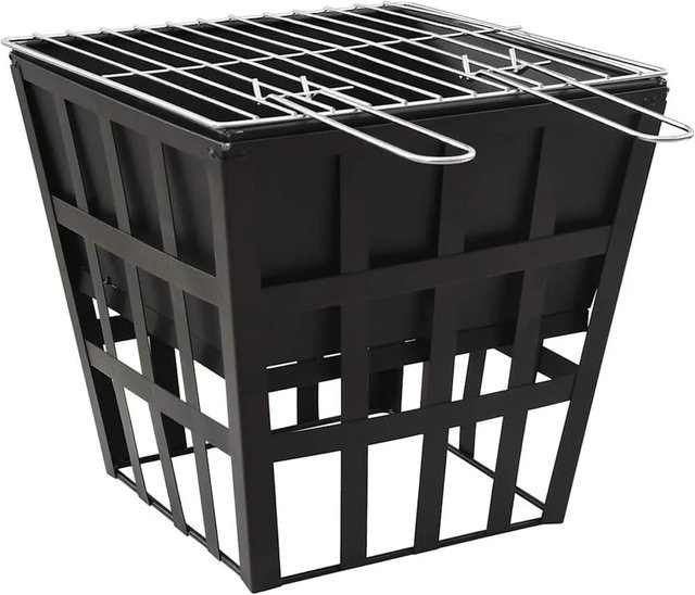 vidaXL 2-in-1 Feuerstelle und Grill aus Stahl in Schwarz mit Grillrost, B/T/H: 34 x 34 x 48 cm - Bild 1