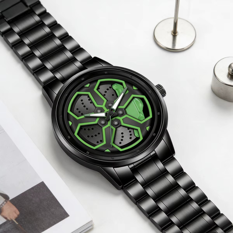 VA VA VOOM Armbanduhr, Quarz, Edelstahl, 42 mm, Grün, Schwarz, Herren - Bild 5